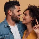 A couple sharing a happy moment