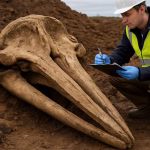 Fin whale skull for marine research