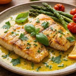 Golden baked Bhetki fish fillets