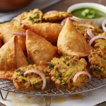 crispy homemade samosas and pakodas