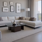 living room elegantly styled with silver decor