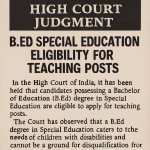 High Court judgment on B.Ed Special Education