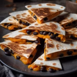 Orange and black quesadilla
