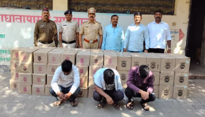 7440 Fake Bottles + 263 Defence Liquor Busted in Khed