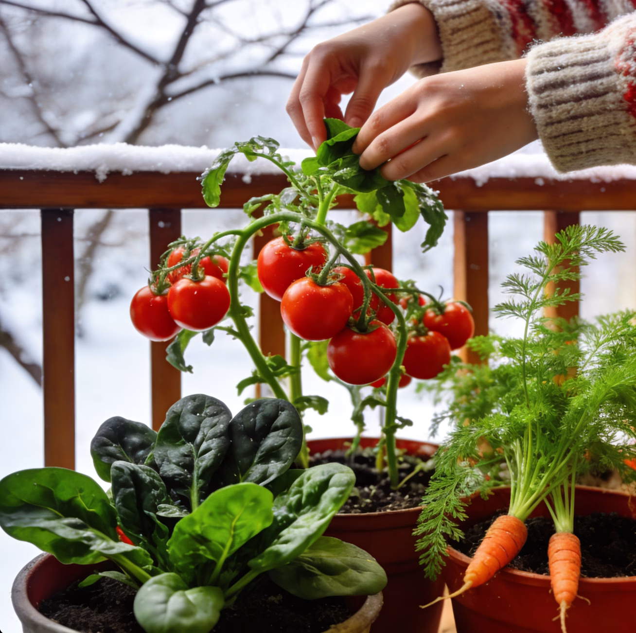 balcony garden in winter
