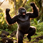 gorilla dancing joyfully