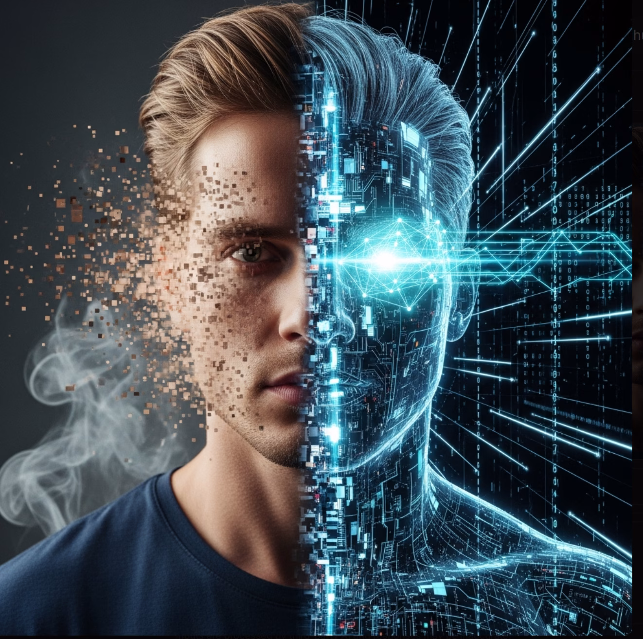 human actor transitioning into a digital AI version