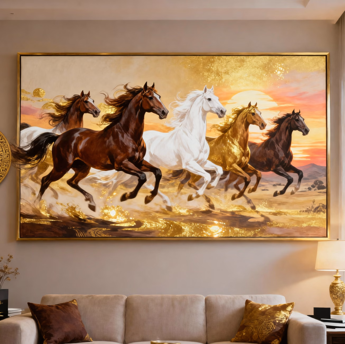 7 running horses painting